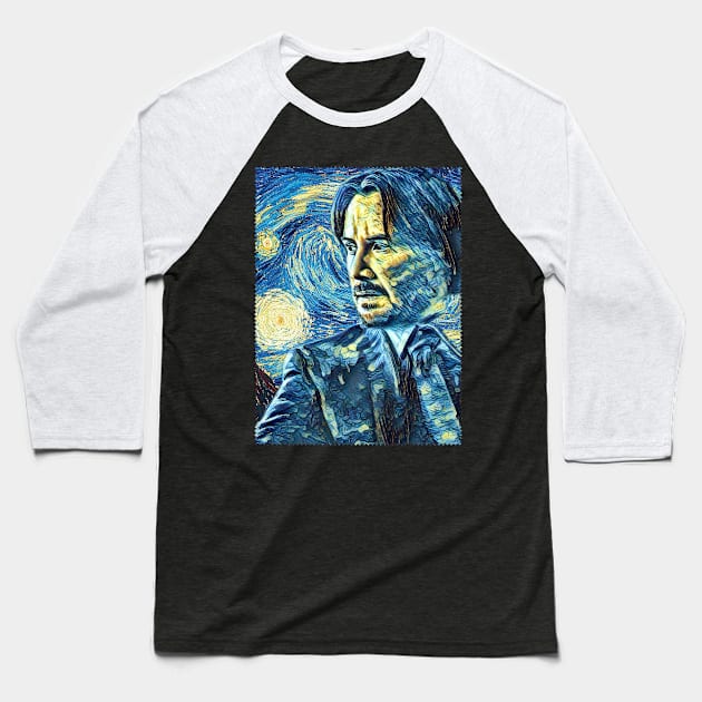 John Wick Van Gogh Style Baseball T-Shirt by todos